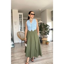 Qimya Butik Mzr Collection Sıra Taş Işlemeli Kot Yelek