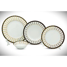 Glassco Altın Yaldızlı Yemek Takımı 24 Parça 6 Kişilik Yemek Seti