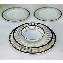 Glassco Altın Yaldızlı Yemek Takımı 24 Parça 6 Kişilik Yemek Seti