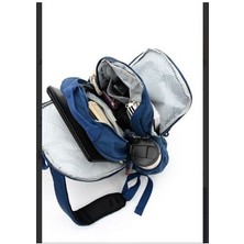 Sanmorris Lacivert Krinkır Kumaştan Çok Bölmeli Unisex Sırt Çantası