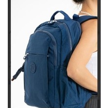 Sanmorris Lacivert Krinkır Kumaştan Çok Bölmeli Unisex Sırt Çantası