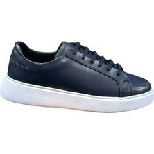 Erkek Deri Sneaker Ayakkabı Lacivert