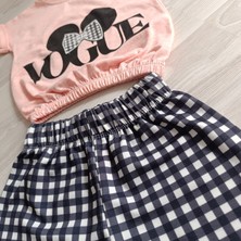 Minilka Bebe Minilkabebe Vogue Kız Çocuk Piti Kare Şort &tişört Takım Pudra-Siyah