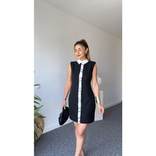 Qimya Butik Keyymod Kadın Renk Bloklu Full Düğmeli Vatkalı Kısa Elbise