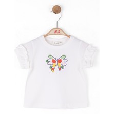 NK Kız Bebek Kelebek Tshirt 1-4 Yaş Ekru