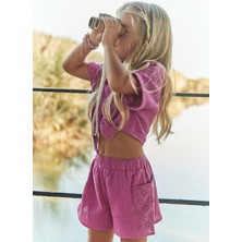 Mayoral Kız Çocuk Delikli Şortlu Takım 4-8 Yaş Pembe