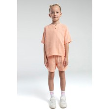 Rolypoly Kız Çocuk Müslin Şortlu Takım 2-8 Yaş Somon
