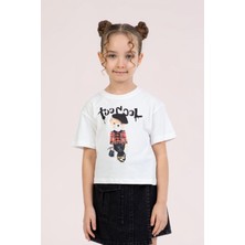 Dmb Kız Çocuk Baskılı Tshirt 4-9 Yaş Ekru