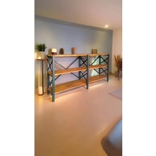 Halevia Doğal Ahşap Metal Kitaplık