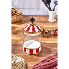 Paçi Porselen Cam Tepeli Kırmızı Beyaz Bettal Boy Kavanoz 2500 ml