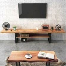 Halevia Doğal Ahşap Tv Ünitesi Ahşap Yaşam Ünitesi