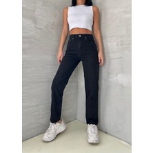 ByCukurovaFrango Harvey Kadın Siyah Yüksek Bel Mom Likralı Jeans 2024