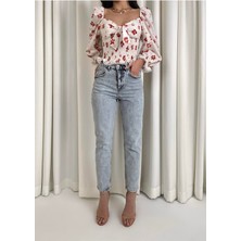 ByCukurovaFrango Leo 90's Dora Penelope Mom Jean Likralı Kar Yıkama Jean Pantolon