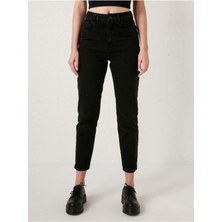 ByCukurovaFrango Kadın Mom Jeans Kot Pantolon-Siyah
