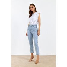 Leo 90's Dora Mom Fit Kar Yıkama Kadın Kot Pantolon