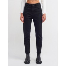ByCukurovaFrango Stager Siyah Yüksek Bel Likralı Mom Jeans Momjeans