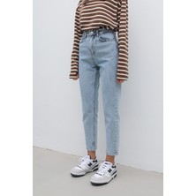 ByCukurovaFrango Leo 90's Kadın Camelia Kar Yıkama Mom Jean Pantolon