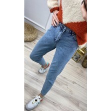 ByCukurovaFrango Zero Max Yüksek Bel Mavi Likralı Mom Jeans Esnek Kot Pantolon