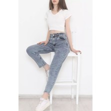 ByCukurovaFrango Penolope Kadın Kar Yıkama Mom Boyfriend Jean