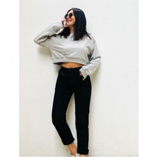 ByCukurovaFrango Zero Max Yüksek Bel Siyah Mom Kot Pantolon %100 Pamuk Esnek Jeans(Tam Kalıp)