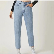 ByCukurovaFrango Zero Max Yüksek Bel Mavi Mom Kot Pantolon %100 Pamuk Esnek Jeans (1 Beden Büyük Alınız)