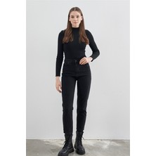 ByCukurovaFrango Zero Max Kadın Süper Yüksek Bel Siyah Mom Jeans Likralı Esnek Kot Pantolon