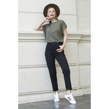 ByCukurovaFrango Emily Likralı Mom Jean Pantolon ( Renk Solmaz )