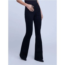 ByCukurovaFrango Leo Max  Penelope Yüksek Bel Ispanyol Paça Siyah Flare Jeans Kot Pantolon