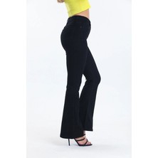 ByCukurovaFrango Leo Max Vanessa Golden Black Yüksek Bel Likralı Simsiyah Ispanyol Jeans Pantolon