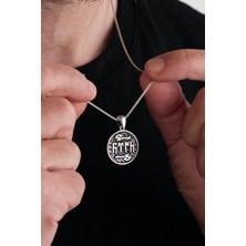 TMT Silver Göktürkçe Türk Yazılı Balta Motifli Gümüş Erkek Kolye