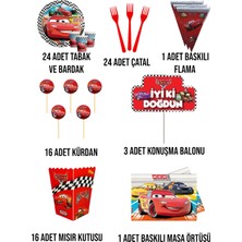 Evabrite Cars Arabalar Şimşek Mgueen 24 Kişilik Set Doğum Günü Parti Malzemeleri Seti