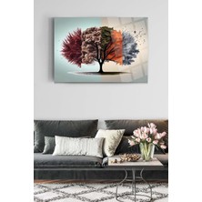 Glassart Design Dört Mevsim Ağaç Kırılmaz Cam Tablo Modern Tablo Salon Tablosu Ev Dekorasyon Ofis Hediyesi