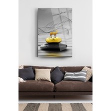 Glassart Design Altın Geyik Cam Tablo Modern Tablo Sürrealist Tablo Ev Dekorasyon Salon Tablosu