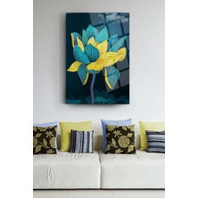 Glassart Design Renkli Çiçek Cam Tablo Lotus Çiçeği Tablo Ev Ofis Hediyesi Soyut Tablo