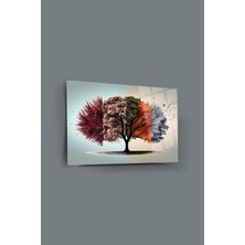 Glassart Design Dört Mevsim Ağaç Kırılmaz Cam Tablo Modern Tablo Salon Tablosu Ev Dekorasyon Ofis Hediyesi