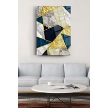 Glassart Design Altın Varaklı Mermer Desen Kırılmaz Cam Tablo Sürrealist Tablo Modern Tablo Minimalist Tasarım