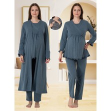 Effortt Lohusa Sabahlıklı Pijama Takımı Antrasit - 4044