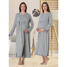 Dvina Effortt Lohusa Sabahlık ve Gecelik Gri - 4045