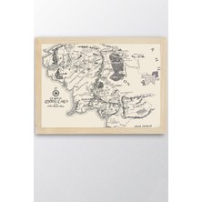 Yüzüklerin Efendisi Çerçeveli Tablo - Orta Dünya Haritası Poster Tablo