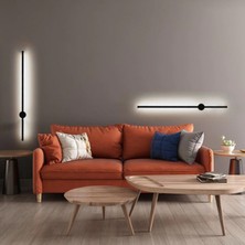 Modern Dekoratif Çubuk LED Duvar Aplik 50CM Siyah Renk (Yuvarlak Rozanslı) 6500K Beyaz Işık