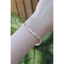Winwin Store Vip Seri Pirinç Zirkon Taşlı Gold Renk Sarmal Model Bileklik
