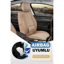 Jaguar F Pace Uyumlu Yarı Deri Oto Koltuk Kılıfı Ön-Arka 5li Anka Set Bej