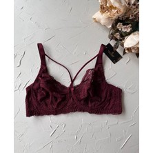 Tyla Dantelli C Cup Önü Şeritli Günlük Kullanım Balenli Şık Toparlayıcı Sütyen