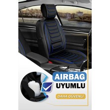 
hyundai Getz Uyumlu Yarı Deri Oto Koltuk Kılıfı Ön/arka 5li Anka Set Siyah-Mavi