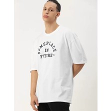 Tarz Yeri Erkek Baskılı Oversize T-Shirt - Beyaz