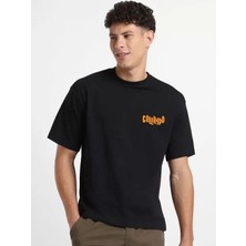Tarz Yeri Erkek Baskılı Oversize T-Shirt - Siyah