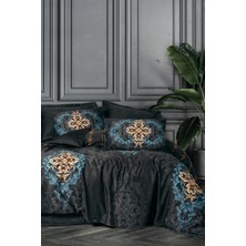 Mulvix URG02  Palace Saten Çift Kişilik Nevresim Takımı Dorhan Siyah (Mulvix)
