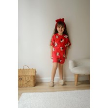 Kız Çocuk Karakter Modelli Baskılı Şortlu Pamuk Takım