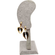 Han Ticarethane Zirkon Taşlı Melek Kanadı Model Çelik Küpe