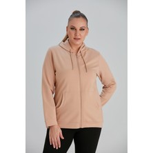 Imagine Giyim Trendi Yakalayıp, Konforu Yaşayacağınız Fermuar Detaylı Büyük Beden Vizon Sweatshirt